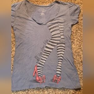Blue Wizord Of Oz Tee with Striped Leg Design. ViNTAGE SZ LG.